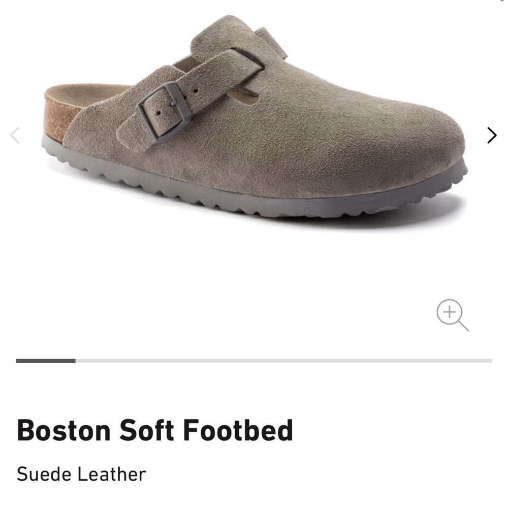 NEW Birkenstock Boston Stone Coin Grey Soft Footbed Suede Clog narrow EU 37